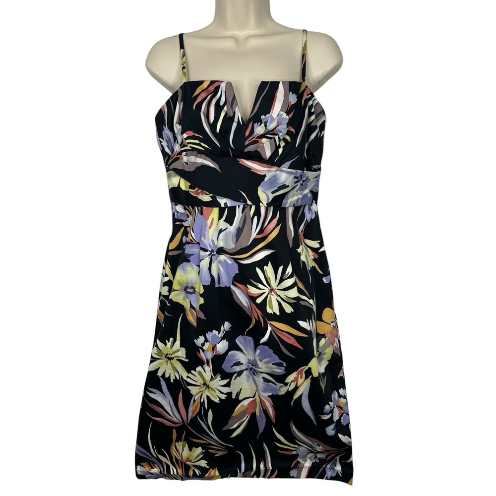 Donna‎ Ricco New York Dress Womens 10 Black Floral Sheath Cocktail Party Wedding